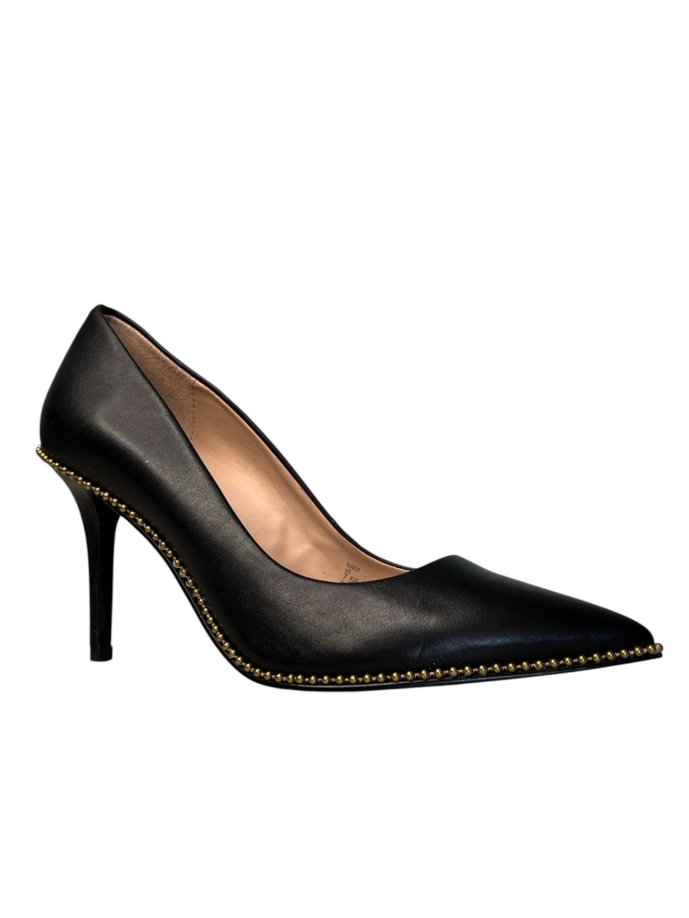 Coach Waverly Black Leather Gold-Tone Studded Stiletto Pumps Sz 7.5